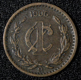 Mexico ESTADOS UNIDOS MEXICANOS Bronze 1906 1 Centavo narrow date KM# 415 (874)