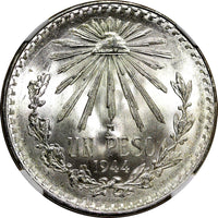 Mexico ESTADOS UNIDOS MEXICANOS Silver 1944 M 1 Peso NGC MS67 GEM BU KM# 455 (1)