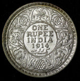 India-British George V Silver 1914 (C) Rupee Calcutta Mint KM# 524 (28 165)