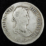 PERU Ferdinand VII Silver 1816 JP 2 Reales LIMA Mint KM# 115.1 (27 280)