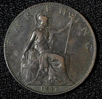 Great Britain Victoria Bronze 1897 Farthing KM# 788.2  (28 311)