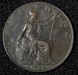 Great Britain Victoria Bronze 1897 Farthing KM# 788.2  (28 311)