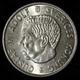 SWEDEN Gustaf VI Adolf Silver 1954 TS 2 Kronor  UNC KM# 827 (28 714)