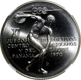 Panama Silver 1970 FM 5 Balboas NGC MS67 Central American Games KM#28 (029)
