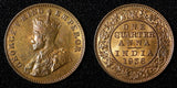 India-British George V Bronze 1936 (B) 1/4 Anna UNC RED Toned KM# 512  (27 726)