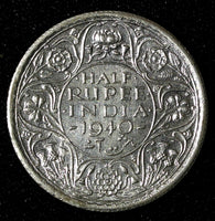India-British George VI Silver 1940 (B) 1/2 Rupee Bombay KM# 550a (27 569)