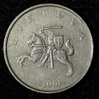Lithuania Copper-Nickel 2001 1 Litas Horserider KM# 111 (27 972)
