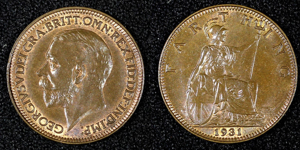 Great Britain George V Bronze 1931 Farthing UNC KM# 825 (27 981)