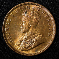 India-British George V  1930 (C) 1/4 Anna Calcutta UNC Toning  KM# 512 (27 731)