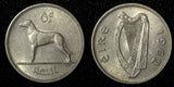 Ireland Republic Copper-Nickel 1962 6 Pence Wolfhound BETTER DATE KM# 13a (375)