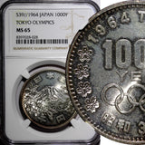 JAPAN Silver S39 1964 1000 Yen Olympics, Tokyo NGC MS65 Light Toned Y# 80 (28)