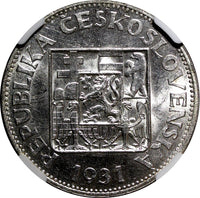 Czechoslovakia Silver 1931 10 Korun 30 mm NGC UNC DETAILS KM# 15 (021)