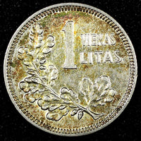 LITHUANIA Silver 1925 1 Litas Toning KM# 76 (25 188)