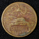 Mexico ESTADOS UNIDOS MEXICANOS Bronze 1951 Mo 20 Centavos SCARCE DATE KM#439(0)