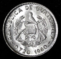 GUATEMALA Silver 1960 10 Centavos 1st Year Type ch.UNC Toned KM# 262 (27 826)
