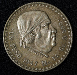 Mexico Silver Jose Morelos 1947 Mo  Peso Cacheton XF KM# 456 (30 336)
