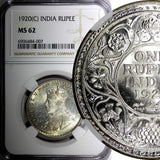 India-British George V Silver 1920 (C) Rupee NGC MS62 Calcutta Mint KM# 524 (07)