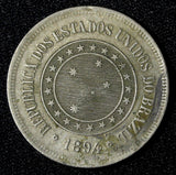 BRAZIL Copper-Nickel 1894 100 Reis 27  mm   KM# 492 (27 815)