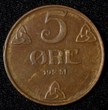 NORWAY Haakon VII Bronze 1951 5 Øre 27 mm  KM# 368 (27 619)