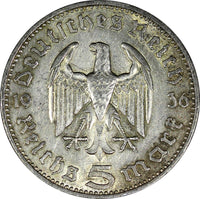 Germany - Third Reich Silver 1936 A 5 Reichsmark Berlin Mint KM# 86 (2 124)