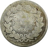 FRANCE Louis Philippe Silver 1847 A 1 Franc Paris Mint  KM# 748.1  (925)