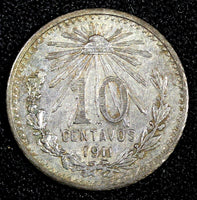 Mexico ESTADOS UNIDOS MEXICANOS Silver 1911 M 10 Centavos BETTER DATE KM#428 (2)