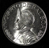 Panama Vasco Núñez de Balboa Silver (.900)  1962 1/4 Balboa GEM BU KM#11.2 (53)