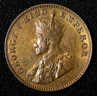 India-British George V Bronze 1936 (B) 1/4 Anna UNC RED Toned KM# 512  (27 726)