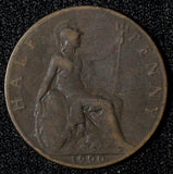 Great Britain Victoria Bronze 1900 1/2 Penny KM# 789 (28 894)
