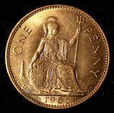 Great Britain Elizabeth II Bronze 1966 1 Penny  UNC BU KM# 897 (28 838)
