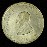Mexico-Revolutionary OAXACA Silver 1915 Peso 27mm aUNC / UNC KM# 742 (004)