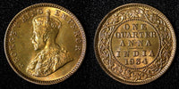 India-British George V Bronze 1934 (C) 1/4 Anna GEM BU Red Toned KM# 512 (696)