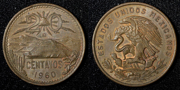 MEXICO  Bronze 1960 Mo 20 Centavos NICE COIN  KM# 440 (27 531)