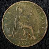 Great Britain Victoria (1837-1901) Bronze 1884 1 Penny KM# 755 (28 923)