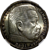 Germany-Third Reich Silver 1935 A 5 Reichsmark NGC MS64 Hindenburg KM# 86 (031)