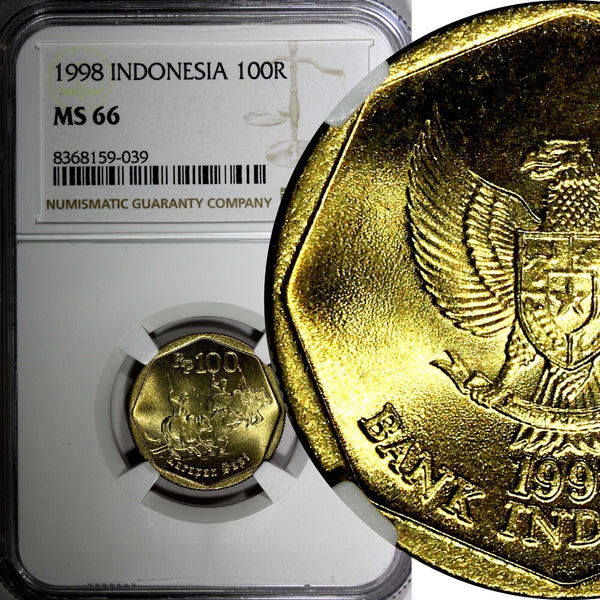 INDONESIA 1998 100 Rupiah Buffalo Racing NGC MS66 GEM BU KM# 53 (039)