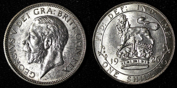 Great Britain George V Silver 1926 1 Shilling Last Year aUNC KM# 816a (28 316)