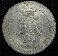 French Guiana Louis Philippe I Silver 1846 A  10 Centimes Toned KM# A2 (27 144)