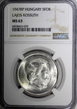 HUNGARY Lajos Kossuth Silver 1947 BP 5 Forint 1 Year NGC MS63 KM# 534a (29)