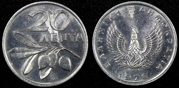 Greece Aluminium 1973 20 Lepta 1 Year Type UNC/BU KM# 105 (24 046)