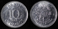 BRAZIL Stainless steel 1988 10 Cruzados UNC/BU KM# 607  (28 089)