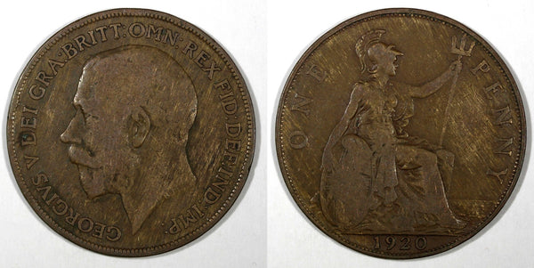 Great Britain George V Bronze 1920 1 Penny KM# 810  (28 196)
