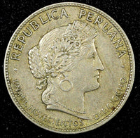 PERU Copper-Nickel 1918 10 Centavos 1st Year Type KM# 214.1 (25 023)