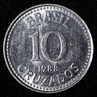BRAZIL Stainless steel 1988 10 Cruzados UNC/BU KM# 607  (28 089)
