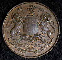 India-British East India Co. 1835 1/2 Anna Madras Mint aUNC KM# 447.1 (27 553)