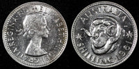 AUSTRALIA Elizabeth II Silver 1961 1 Shilling Flashy High Grade KM# 59 (24 704)