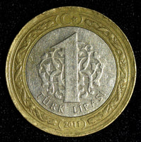 Turkey Mustafa Kemal Atatürk Bi-Metallic 2011 1 Lira heavy type KM# 1244 (117)