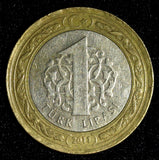 Turkey Mustafa Kemal Atatürk Bi-Metallic 2011 1 Lira heavy type KM# 1244 (117)