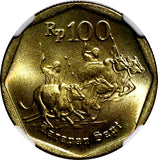 INDONESIA 1998 100 Rupiah Buffalo Racing NGC MS67 GEM BU KM# 53 (006)