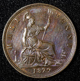 Great Britain Victoria Bronze 1879 1/2 Penny aUNC Flashy KM# 754 (28 243)